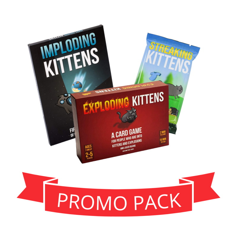 Exploding Kittens joc de baza + Imploding + Streaking - Promo Pack