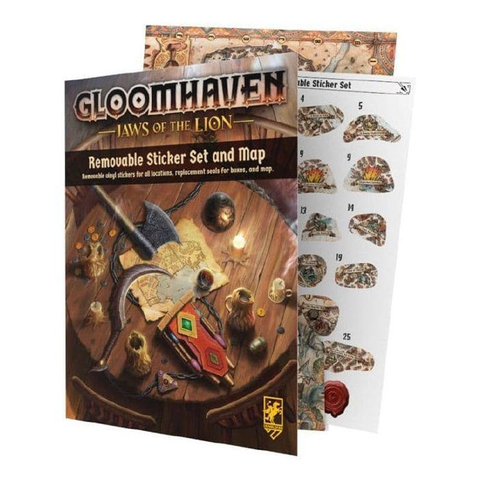 Gloomhaven Jaws of the Lion Removable Sticker Sheet and Map